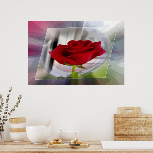 Rode roos 2 poster (Keuken)