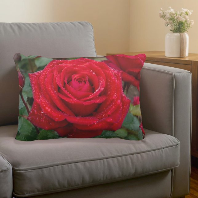 Rode Roos Accentkussen Accent Kussen (Accent pillow with a red rose)