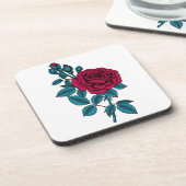 Rode roos bier onderzetter (Linkerzijde)