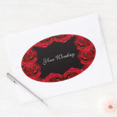 Rode roos bloem bruiloft ovale sticker (Envelop)