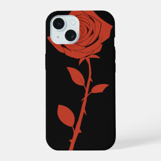 Rode roos bloem hoezen iPhone 15 hoesje