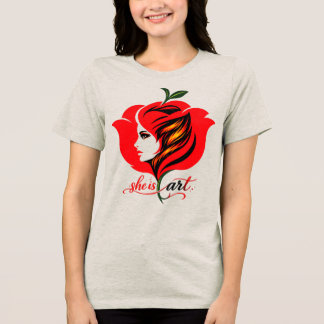 Rode roos Bloem kunst Tri-Blend Shirt