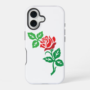 Rode Roos Bloem Ontwerp – Klassieke Bloemenschone iPhone 16 Hoesje