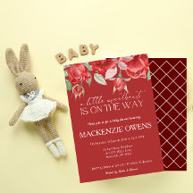 rode roos bloemen Baby shower uitnodiging