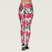 Rode Roos Bloemen Illustratie Patroon Ontwerp Leggings (Achterkant)