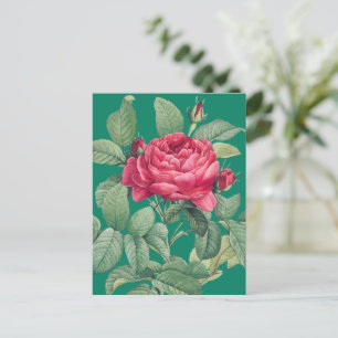 Rode roos bloemen met groene bladeren DANK JE WEL Briefkaart