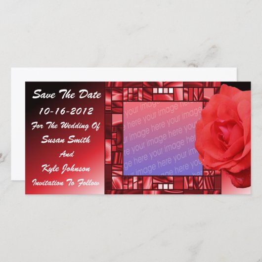 Rode Roos Bloemige Trouwfoto Save The Date (Voorkant / Achterkant)