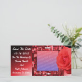 Rode Roos Bloemige Trouwfoto Save The Date (Staand voorkant)