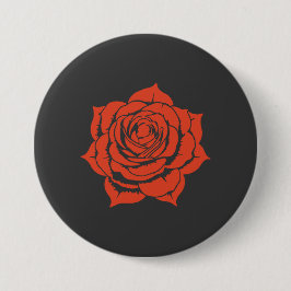Rode Roos Bloemschikking - Grote Knop Ronde Button 7,6 Cm