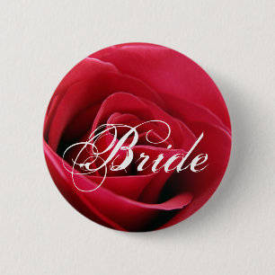 rode roos, bride ronde button 5,7 cm