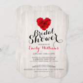 Rode roos bruids douche uitnodiging (Voorkant / Achterkant)