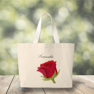 Rode roos bruidsmeisje naam grote tote bag