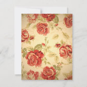 Rode roos, crème, geelbruin antiek floreel bedankkaart (Achterkant)