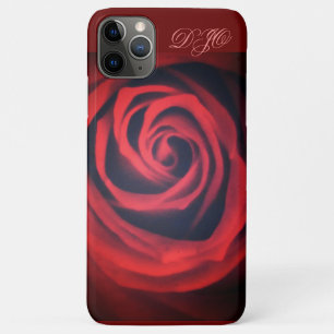 Rode roos dichtbij met monogram iPhone 11 pro max hoesje