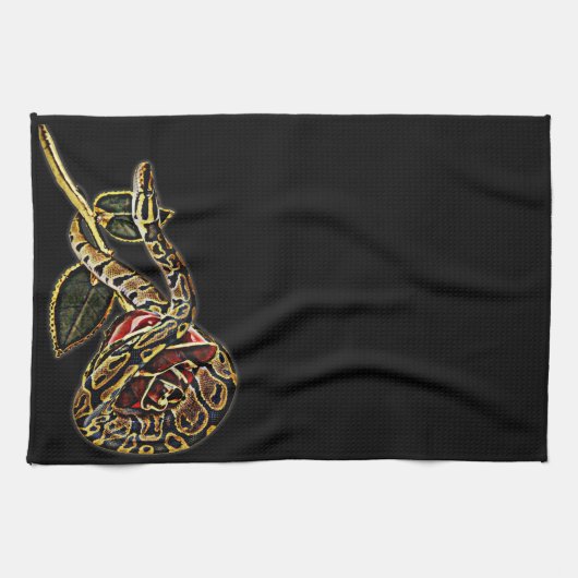 Rode Roos en Bal Python Snake Theedoek (Horizontaal)