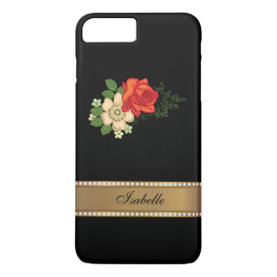 Rode Roos en Madeliefjes Gouden Gepersonaliseerde iPhone 8 Plus / 7 Plus Hoesje