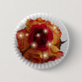 Rode Roos en Oranje en Gele Rozen Ronde Button 5,7 Cm