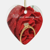 Rode roos en ringvoorstellen keramisch ornament (Rechts)