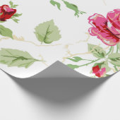 Rode roos en wit klassiek print inpakpapier (Hoek)