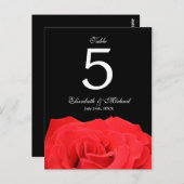 Rode Roos en Zwarte Trouwtafel Nummer Briefkaart (Voorkant / Achterkant)