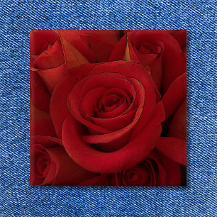 Rode Roos Foto Kunst Vierkante Button 5,1 Cm