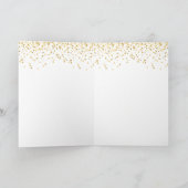 Rode roos, gouden confetti Vrouw Jubileum Kaart (Binnen)