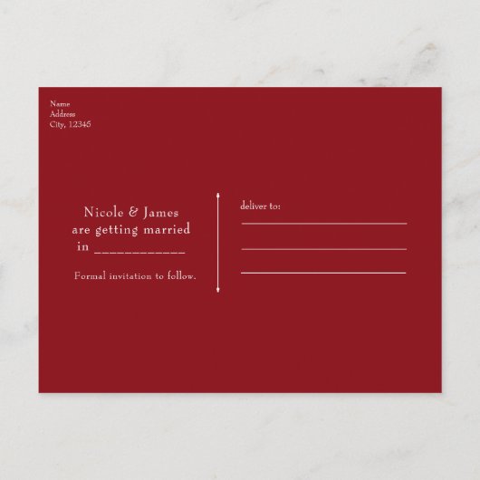 Rode Roos & Gouden Lijnen Bloemrijke Elegante Bewa Aankondigingskaart (Achterkant)