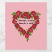  rode roos hart krans op roze wijn etiket (Enkel label)