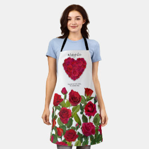 Rode Roos Hart Romantisch Bloemstuk Aangepaste Tek Schort