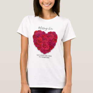 Rode Roos Hart Romantisch Bloemstuk Aangepaste Tek T-shirt