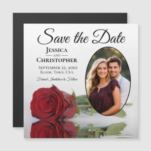 Rode Roos Huwelijk Save The Date Ovale Foto Magnee