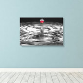 rode roos in waterdruppelaar canvas afdruk (Insitu (Houten vloer))