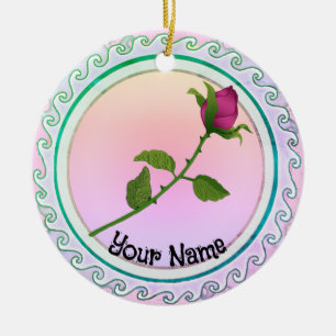 Rode Roos Keramisch Ornament