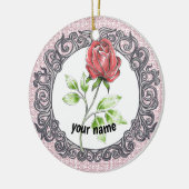 Rode roos keramisch ornament (Links)