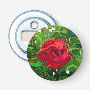 RODE ROOS KUNST BUTTON FLESOPENER