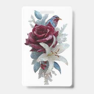 Rode Roos Lelie Bloemen Naambadge Badge