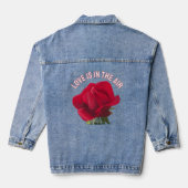 Rode roos - Liefde is in de lucht bericht Denim Jacket (Achterkant)