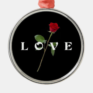 Rode Roos Liefde Metalen Ornament
