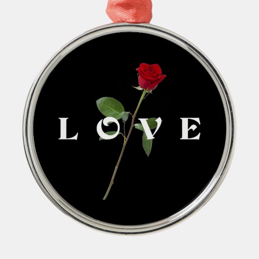 Rode Roos Liefde Metalen Ornament (Voorkant)