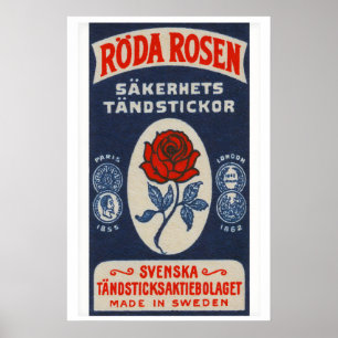 Rode Roos - Luciferdoosje Print - Zweden Muurkunst
