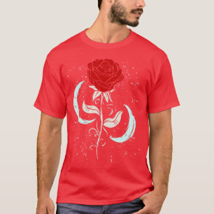 Rode Roos Maan Goth Gotische Halloween T-shirt