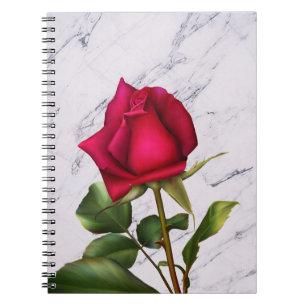 Rode Roos Marmer Modern Glam Bloem Bloem Notitieboek
