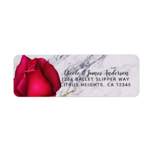 Rode Roos Marmer Moderne Glam Bruiloft Feest Etiket