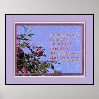 Rode roos met citaat van Louie Armstrong Poster