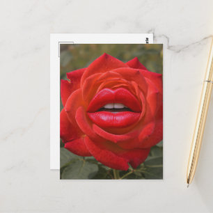 Rode Roos met Lippen Collage Briefkaart