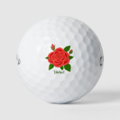 Rode roos met tekst genaamd Warbird Golfballen (Voorkant)