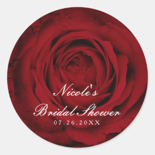 Rode Roos Mooie Bloem Elegante Trouwfeest Ronde Sticker