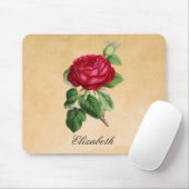  Rode Roos op Faux Tan Parchment Background Muismat (Met muis)