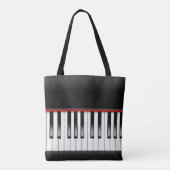 rode roos op pianotoetsenbord tote bag (Achterkant)