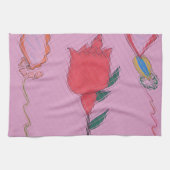 Rode roos op roze: Bloemen Border Art Print / Grap Theedoek (Horizontaal)